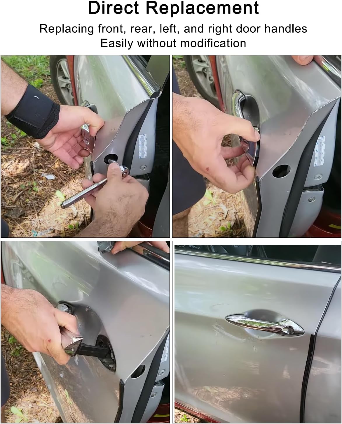 4 Pcs Exterior Door Handle Fit for Hyundai Elantra 2012-2016 Replace 826623X000 826623X020 836523X000 836623X020 with Smart Keyless Entry, Chrome