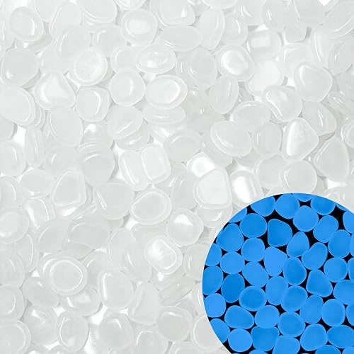 Glow in The Dark Rocks Outdoor Garden Pebbles Stones, 2.2Lbs White Fish Tank Glo