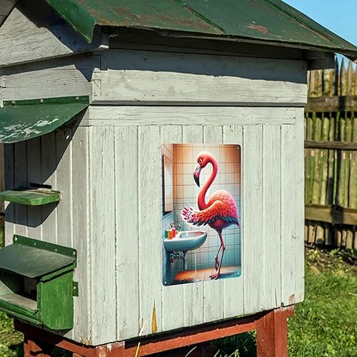 Miniatura 9 de Letrero de metal con diseño de flamenco elegante que se lava las manos, decoración retro para el baño, decoración antigua del hogar, letrero de