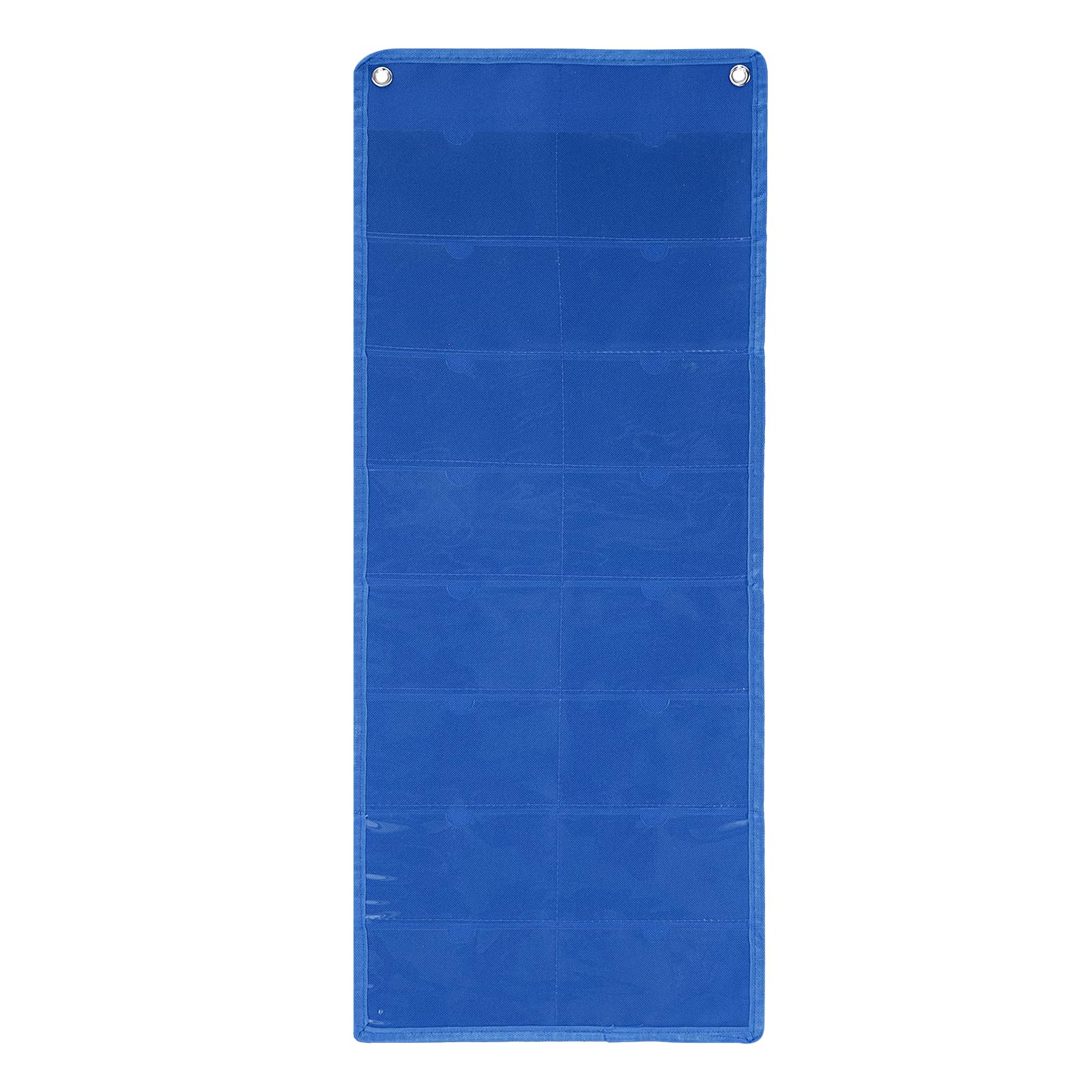 PATIKIL 7.6x13.5CM Index Card Holder Sleeve, 16 Card Slots Organizer Sleeve, PVC Clear Organizer Hanging Wall Pocket Chart for Office Classroom Library Home Organization, Blue