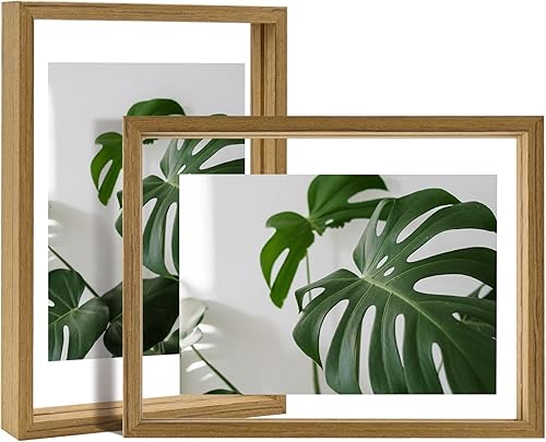 Miniatura 47 de Egofine Juego de 2 marcos flotantes de 8 x 10 pulgadas, marco de fotos de plexiglás doble, hecho de madera maciza, fotos de cualquier tamaño de