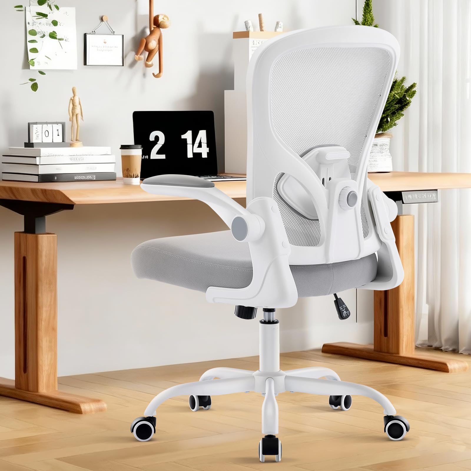 Ergonomic Office Chair Computer Desk Chair with Adjustable Lumbar Support and Flip-up Armrests Rocking Function Comfy Mesh Office