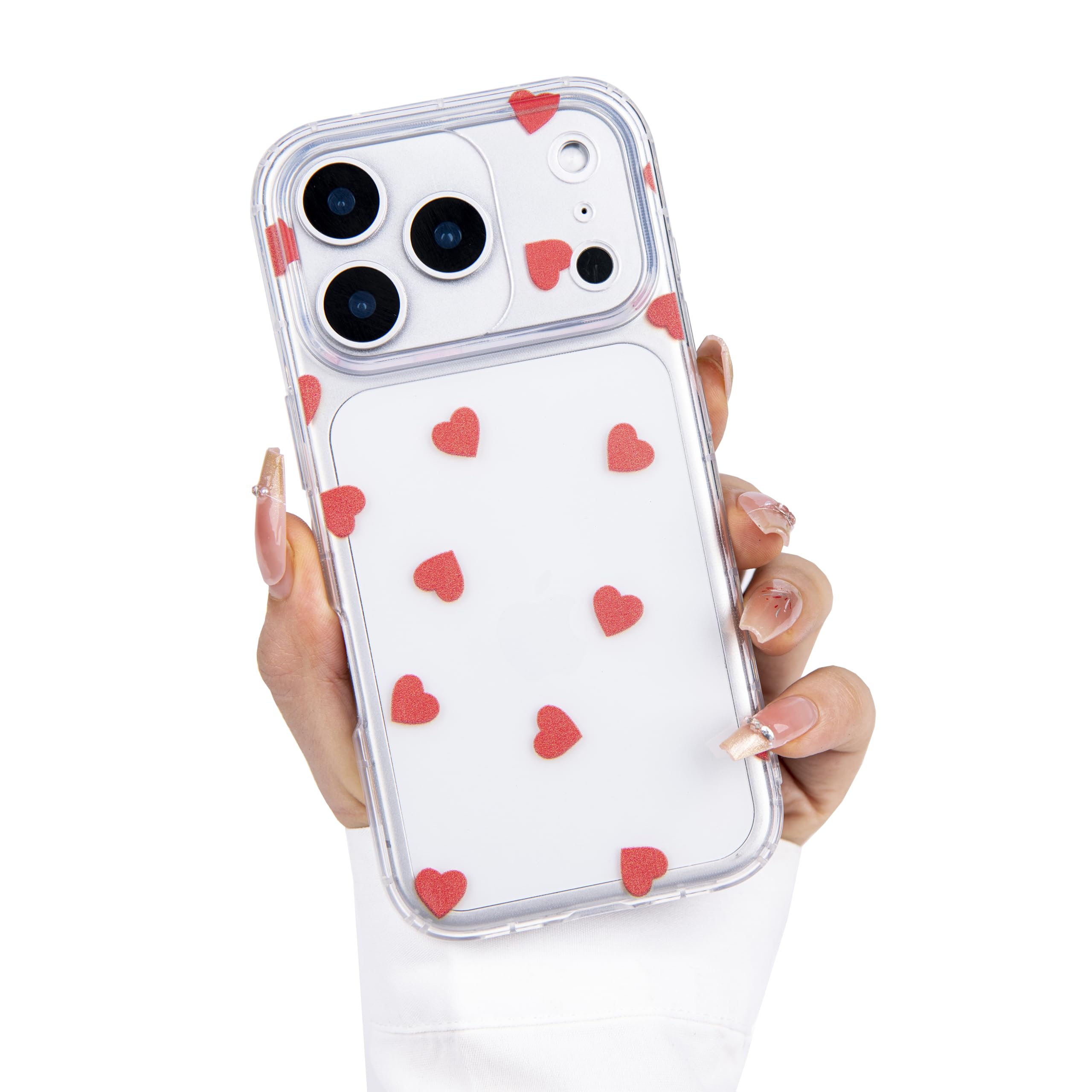 Einaily Hülle für iPhone 17 Case Crystal Clear Handyhülle Mode Chic Herz Muster Ultra Dünn Transparent Klare TPU Silikon Bumper Stoßfest Kratzfest Schutzhülle für iPhone 17 Slim Case Cover