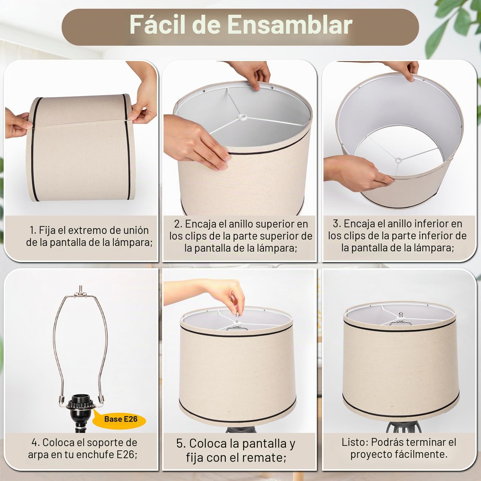 Juego de 2 pantallas de lámpara de tambor de tela mediana para lámparas de mesa, lámparas de pie, pantallas de lino beige de 11.6 pulgadas, parte superior x 12.6 pulgadas, parte inferior x 9.8