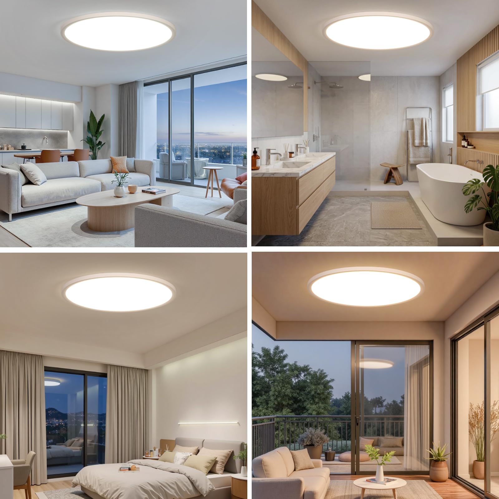 EASY EAGLE Plafoniera LED Soffitto Dimmerabile 3000K-6500K, 60CM 60W Bianco | Rotondo Lampada con Telecomando, Lampadario LED Moderna per Soggiorno, Camera da letto, Cucina, Bagno, Ufficio