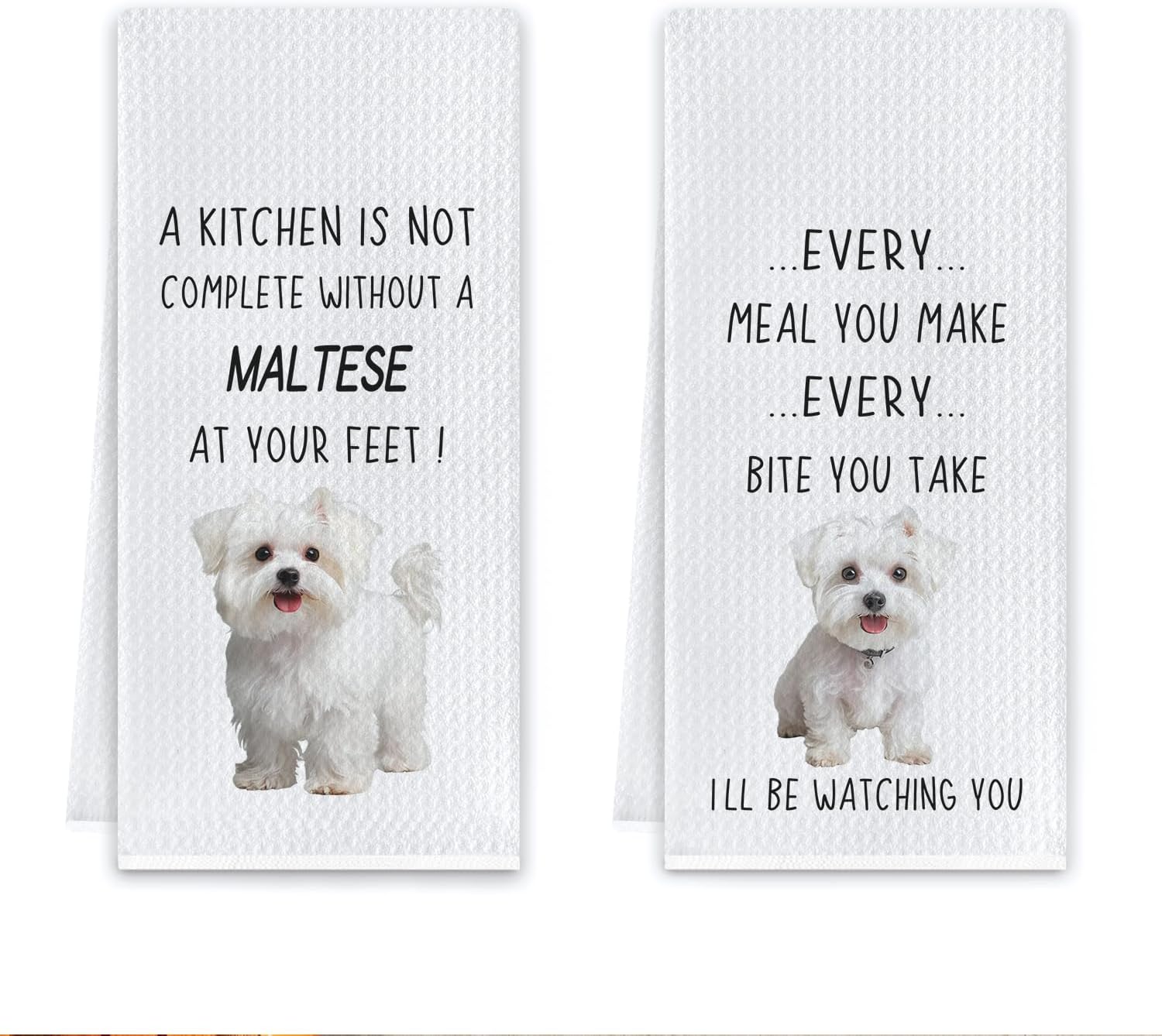 Cilrii Maltese Gifts Kitchen Towels, Gifts for Maltese Dog Lovers Dish Tea Towels, Dog Mom Dad Owner Gift Decorative Hand Towel for Kitchen, 16x24 Inch Set of 2