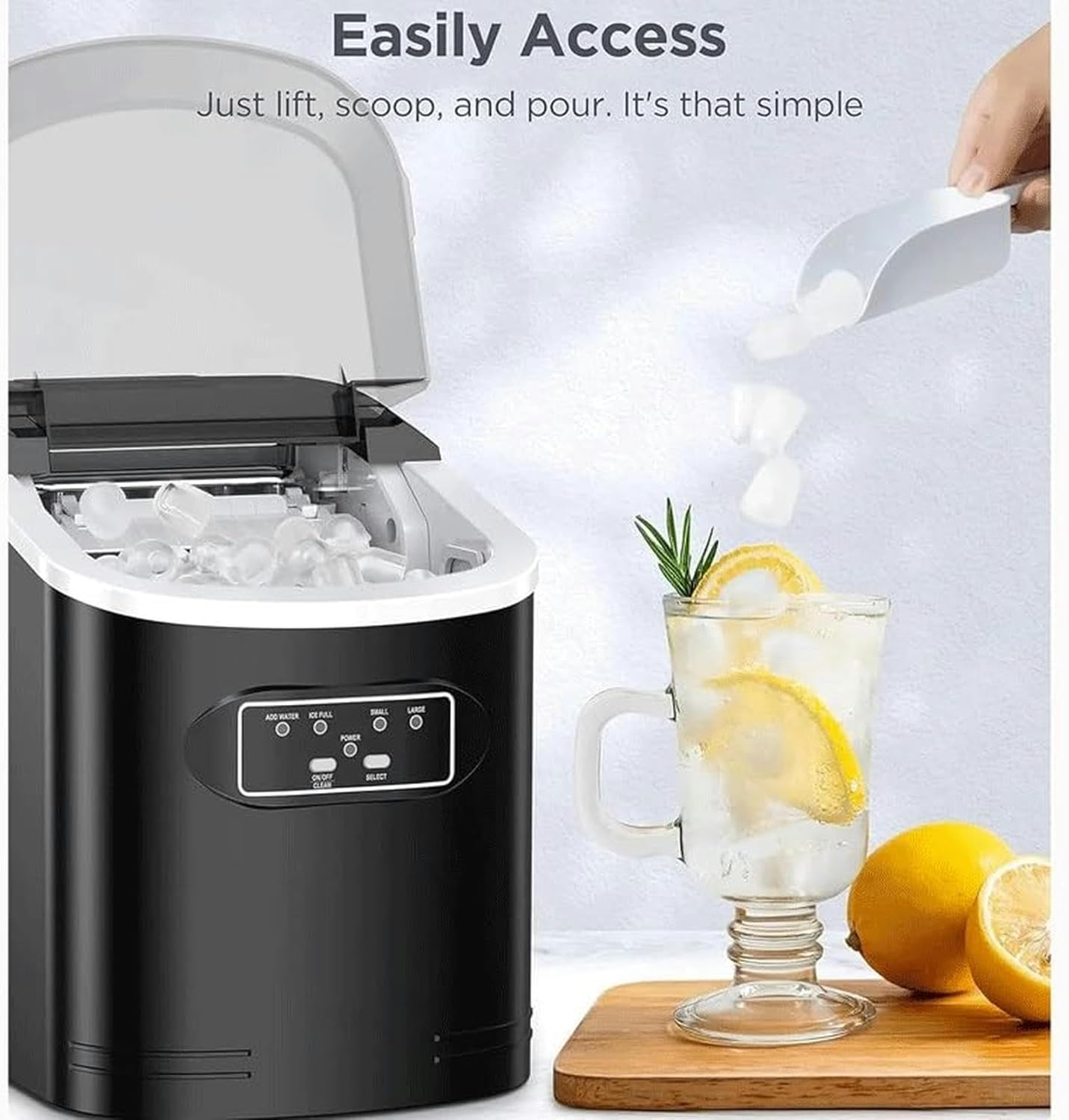 AMNOOL mdlian Ice Maker Machine Countertop 26 lbs in 24 Hours Self-Clean Ice Maker Compact Portable Ice Maker, Blac