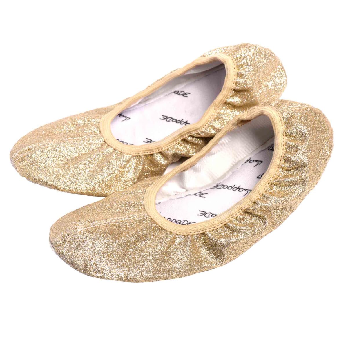Chaussures de Gymnastique Chaussons de Danse Ballerines pour Femmes Hommes Filles garçons avec Semelle en Caoutchouc avec Paillettes