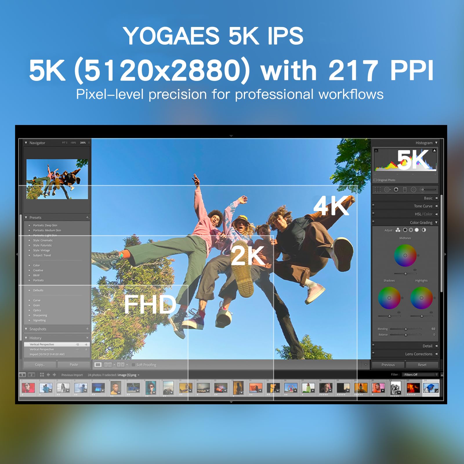 Monitor da 27 pollici 5K con pannello IPS, corpo e supporto interamente in lega di alluminio 5K(5120×2880), sRGB 100%, 99%DCI-P3,VESA100*100, regolabile in altezza,Senza bordi su quattro lati(Lucido)