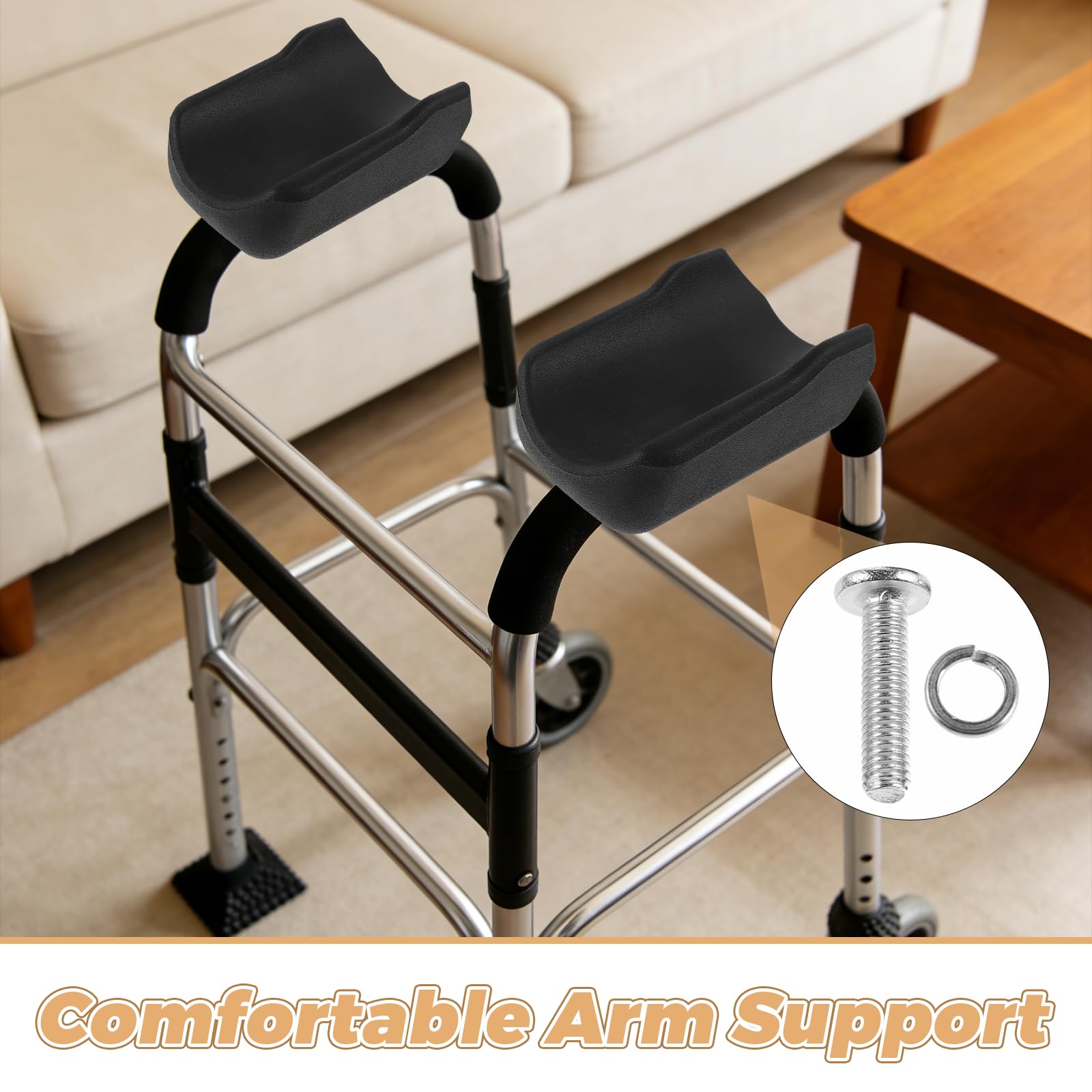 STOBAZA Almohadillas Ergonómicas de Pu para Reposabrazos de Andador, Amortiguadoras y Cómodas, Ideales para Uso Indoor y Outdoor, Accesorio para Personas Mayores