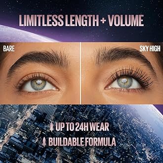 Maybelline Sparkle Mascara, Lash Sensational Sky High Volumizing & Thickening, Eyelash Lengthening, Flake-Free Formula, Washable Coloured Mascara, Full Volume Mascara, Colour: Space Diamond