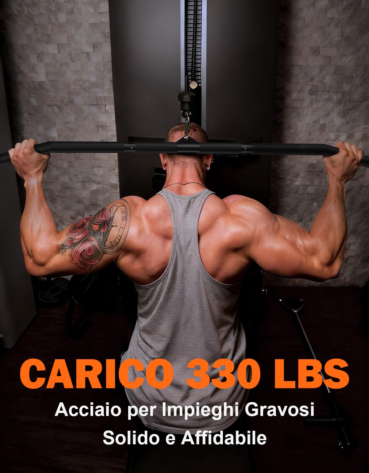 Fitarc Barra Lat Machine 102 cm, impugnatura antiscivolo a tutta lunghezza, barra Lat Pulldown per macchina a cavi, supporta presa stretta e larga