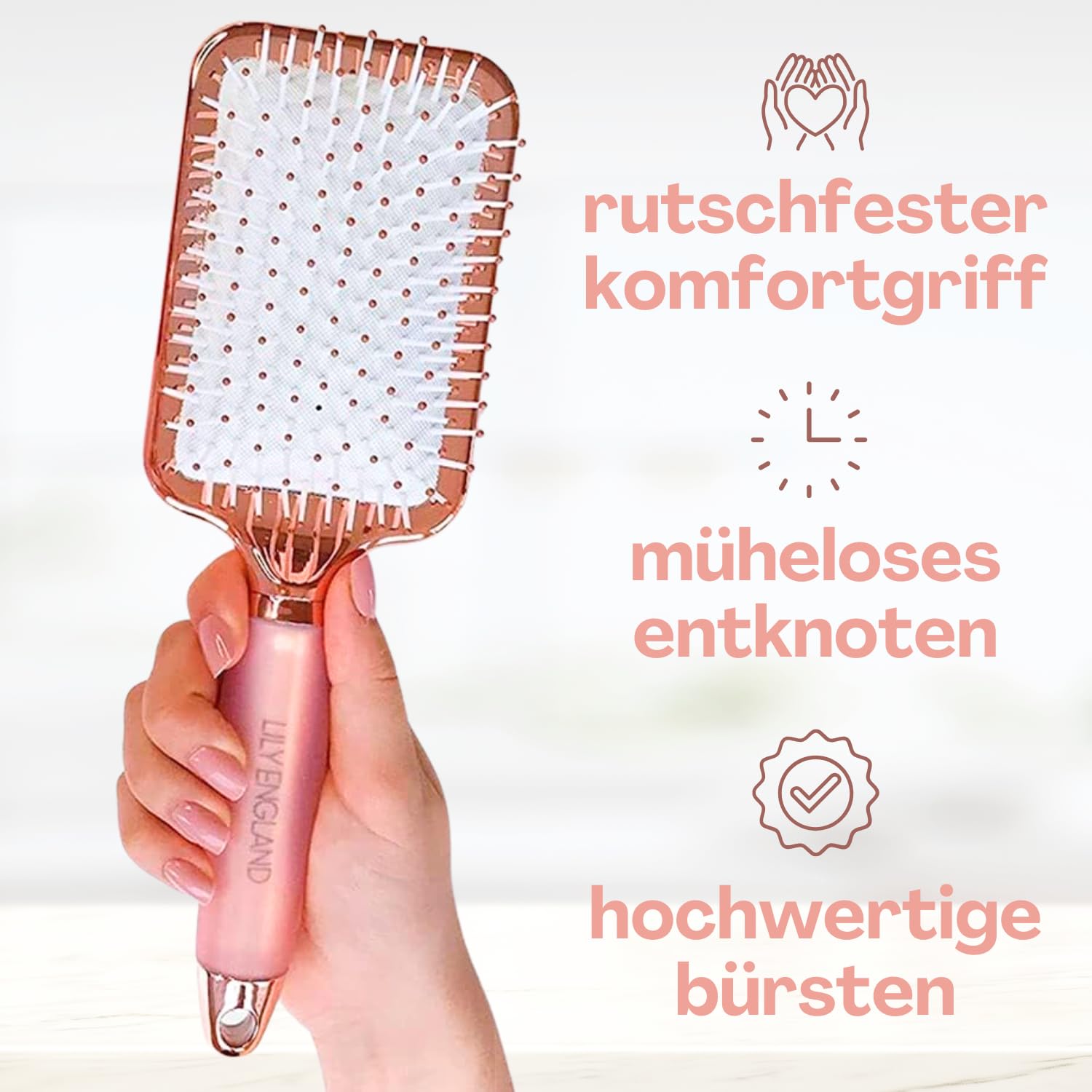Trendiges Haarbürsten-Set mit roségoldener Entwirrbürste und Paddle-Bürste – Stilvolles Haarpflege-Bundle für glattes, knotenfreies Haar und vielseitiges Styling
