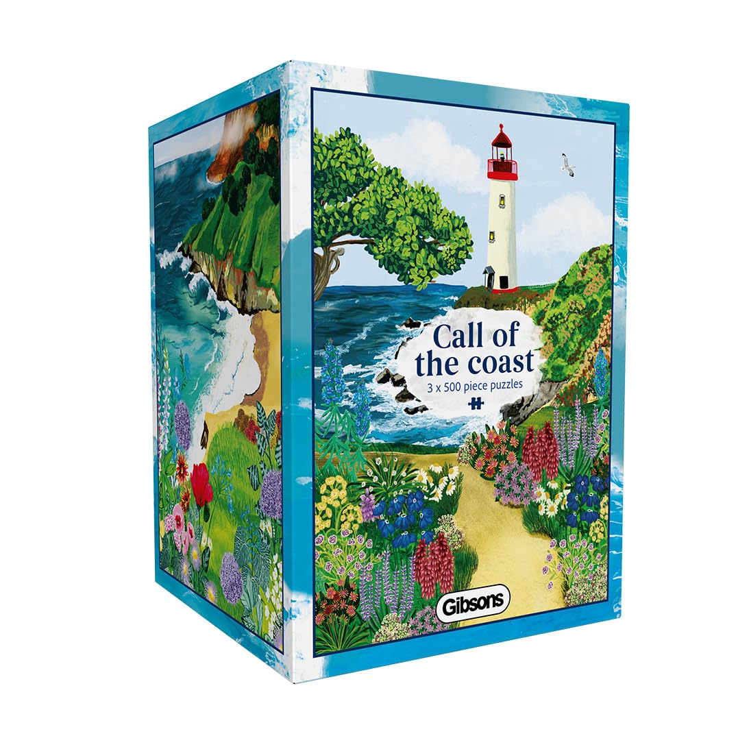 Gibsons Call of the Coast 3 x 500 Piece Jigsaw Puzzles for Adults – Multi‑Box Set of 3 – Beautiful Sandy Beach Nature Landscapes – Sustainable Premium 100% Recycled Board – Great Gift