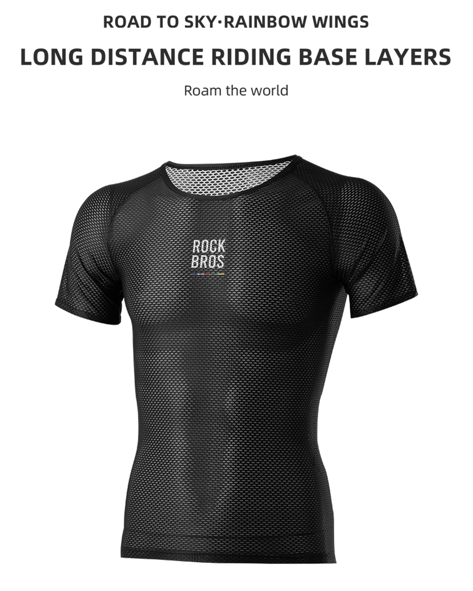 ROCKBROS Road to Sky Maglia Ciclismo Uomo, Intimo Estivo Elasticizzato, Canotta Ciclismo Mezza Manica Assorbente dal Sudore e Asciugatura Rapida per MTB, Bici da Corsa, Fitness, Running