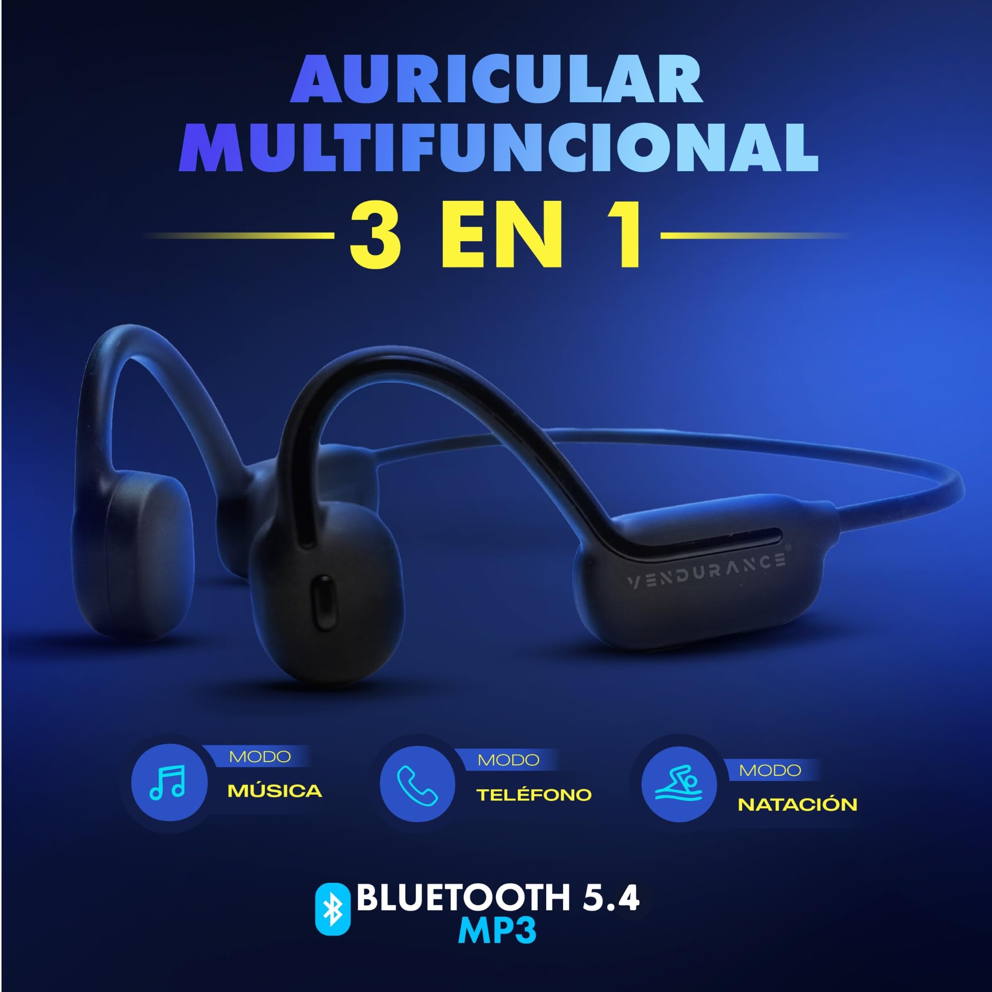 Auriculares transmisión ósea 3 Modos: MÚSICA/TELÉFONO/NATACIÓN, Auriculares mp3 Incorporado, Auricular oseo, Cascos oseos, Cascos conduccion osea, mp3 acuaticos para Natacion