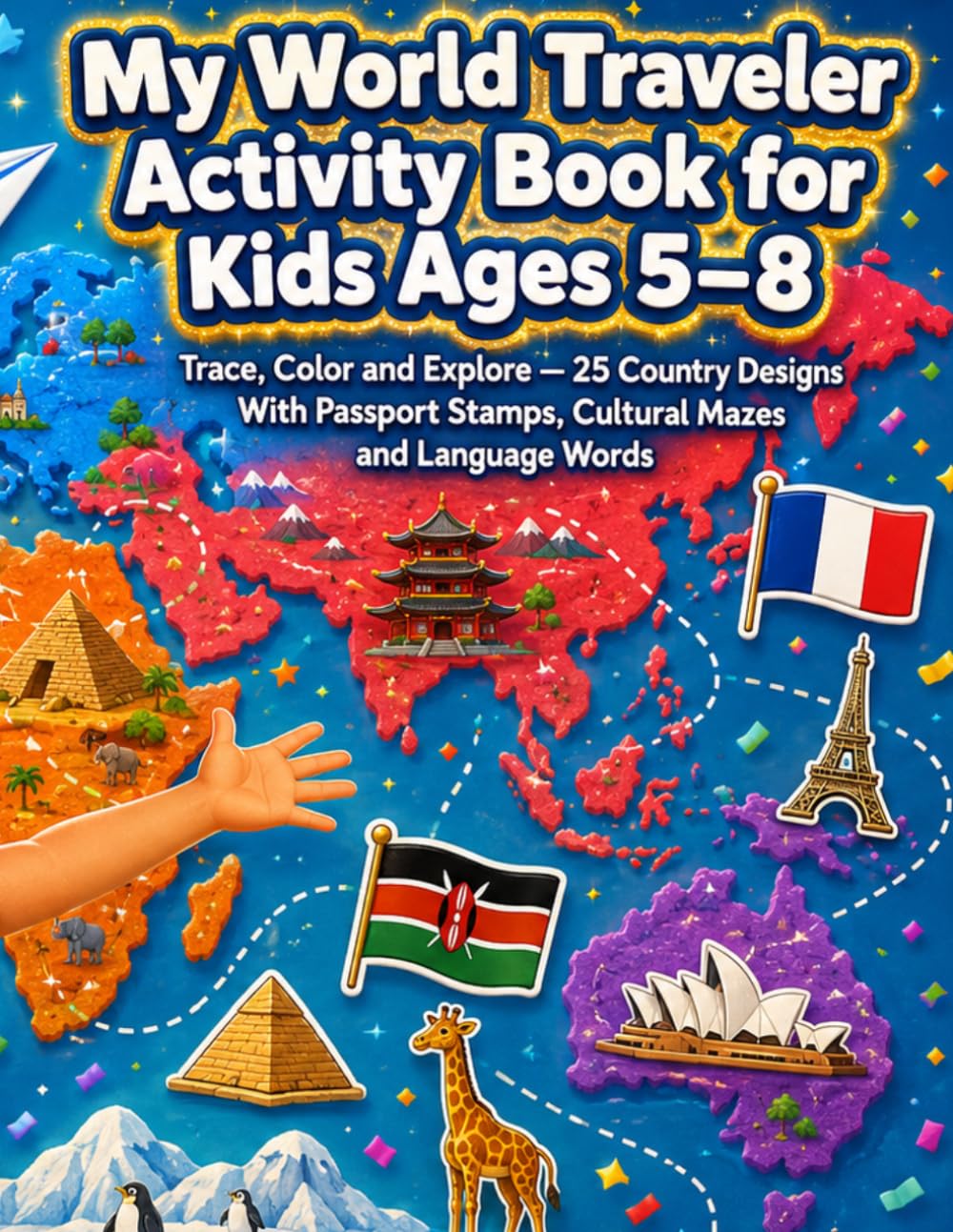 My World Traveler Activity Book for Kids Ages 5–8: Trace, Color and Explore — 25 Country Designs with Passport Stamps, Cultural Mazes, Language Words and Traveler's Journal Pages Across 25 Countries