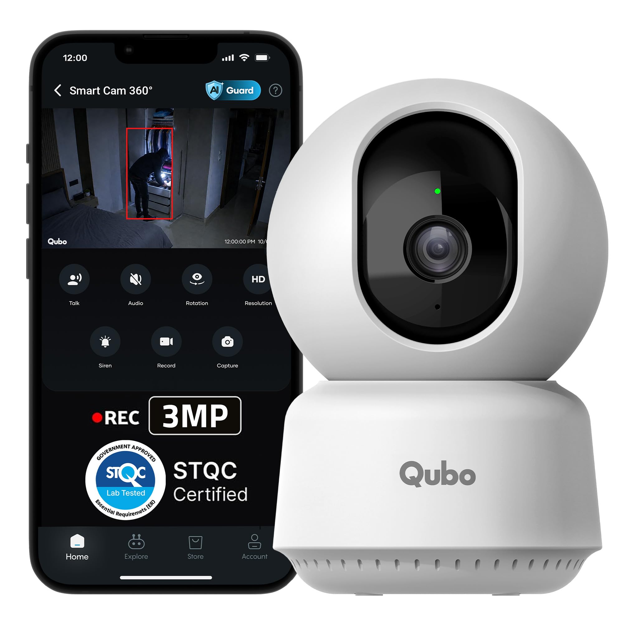Qubo Smart 360° 3MP [2K] Wi-Fi Security Camera | 2026 Edition-image-29