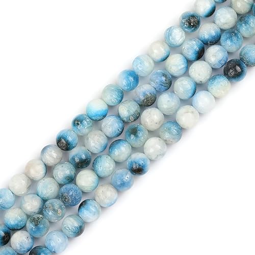 Miniatura 622 de GEM-Inside - Cuentas sueltas de piedra de lava negra natural de 0.315 in para hacer joyas, 15 pulgadas Cordierita de grado A