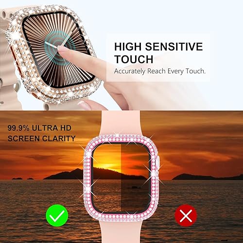 Vista 26 de WINGLE Paquete de 10 fundas protectoras de pantalla para Apple Watch de 1.575 pulgadas SE 3/2/1 Series 6 5 4 con vidrio templado, carcasas Paquete