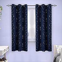 Vista 127 de BGment - Cortinas opacas para dormitorio infantil, con ojales, con aislamiento térmico, estampado de estrellas plateadas, para oscurecer