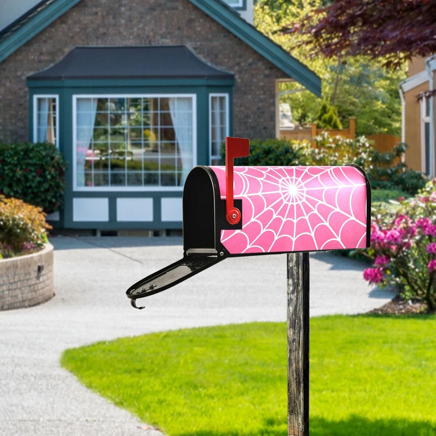 Cool Spider Cobweb Pink Mailbox Covers Magnetic Garden Yard Home Decor Standard Size 21" x 18" image 5