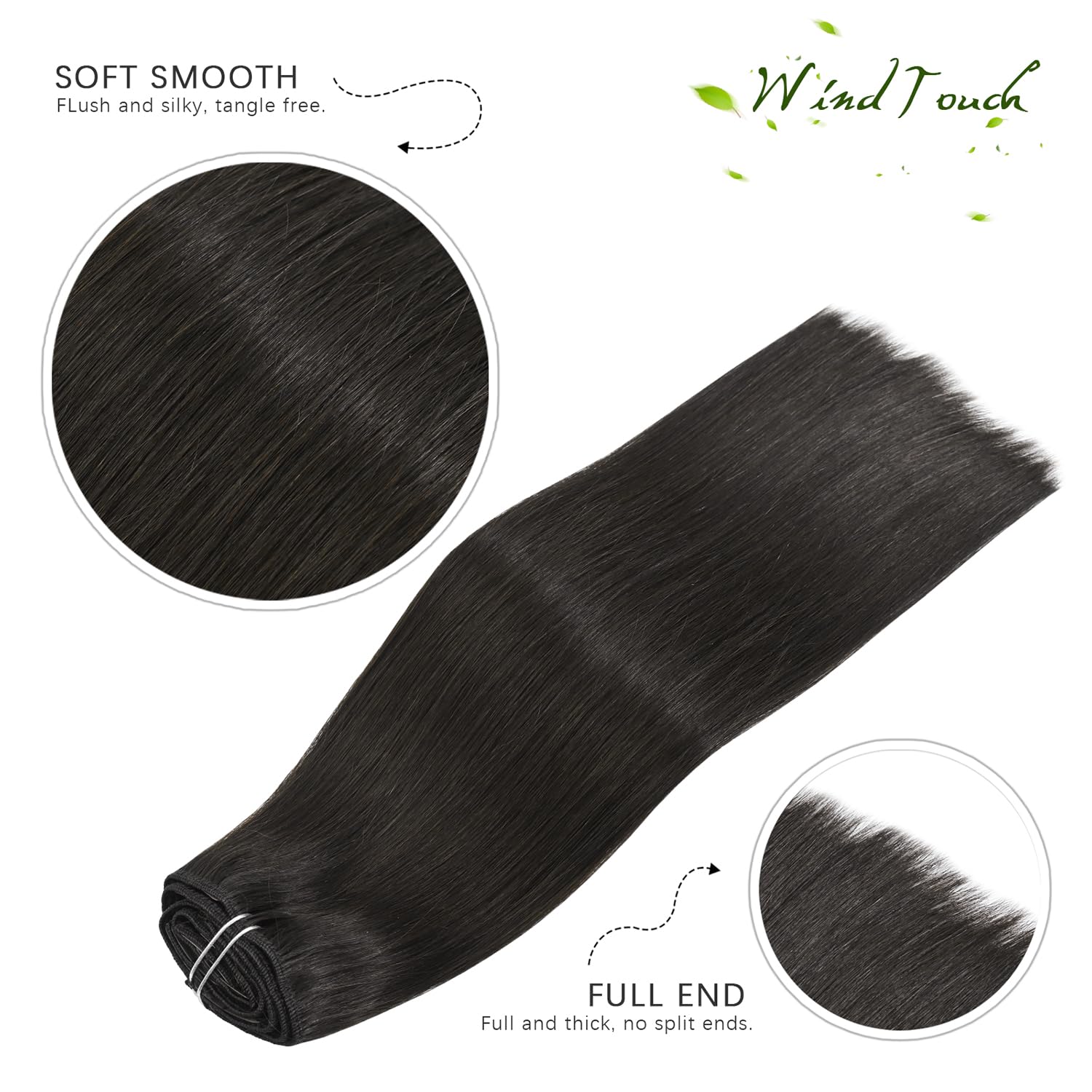 WindTouch Clip in Hair Extensions Human Hair, 15 Inch 75g #4 Medium Brown Hair Extensions for Women Real Human Hair Clip in, Remy Human Hair Extensions Clip ins, Soft Natural Straight — view 63