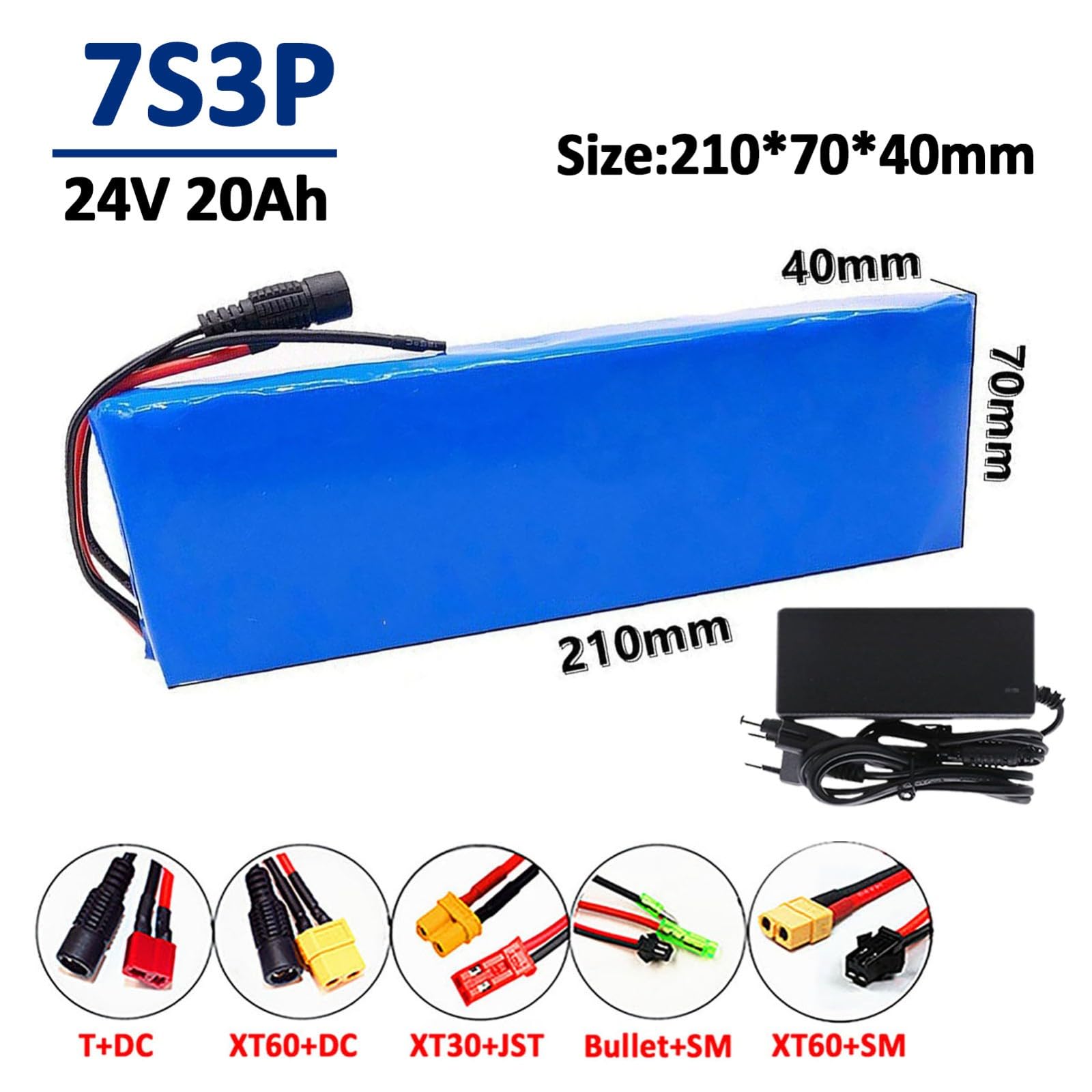Batteria Al Litio Da 24V 20Ah Per Bici Senza Pedali, Biciclette Elettriche, Monopattini, Pacco Batteria Agli Ioni Di Litio Impermeabile 7S3P Per Ebike Con Caricabatterie