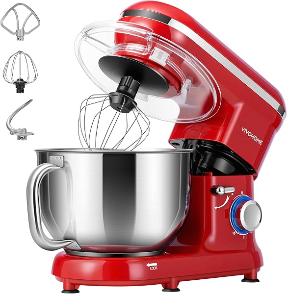 VIVOHOME Stand Mixer, 660W 10 Speed 6 Quart Tilt-Head Kitchen Electric Food Mixer with Beater, Dough Hook, Wire Whip and