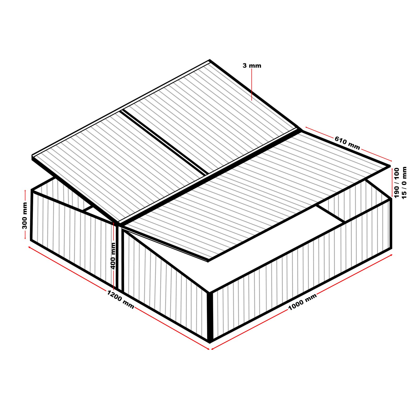 Wiltec Mini serra in policarbonato trasparente e alluminio 100x120x40cm, tetto 3 aperture