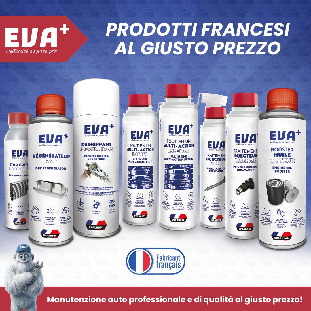 Trattamento Ceramico Booster Olio Motore 300mL - EVA+ EVAAD004 | Additivo Anti-Attrito & Antiusura | Riduce Consumi & Rumore Motore | Protezione Turbo Benzina Diesel Ibrido | Fino a 5L di Olio