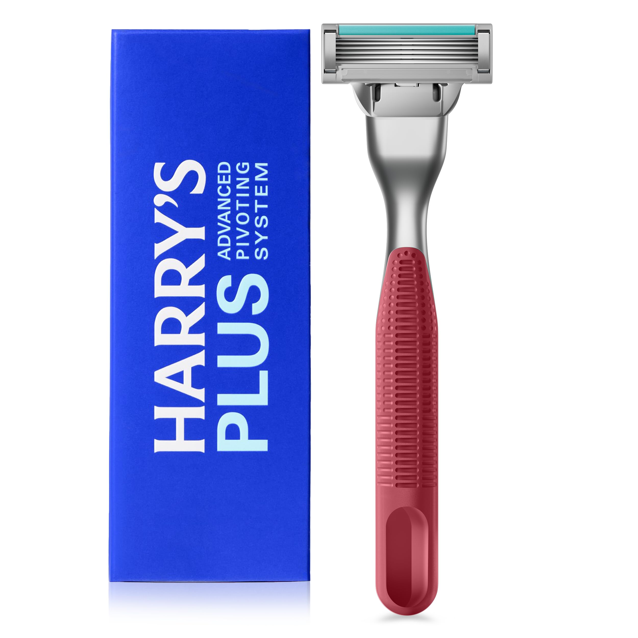 Harry’s Plus Razor for Men, Premium Razor Handle with 1 Harry’s Plus Blade Cartridge, Advanced Pivoting System, Red