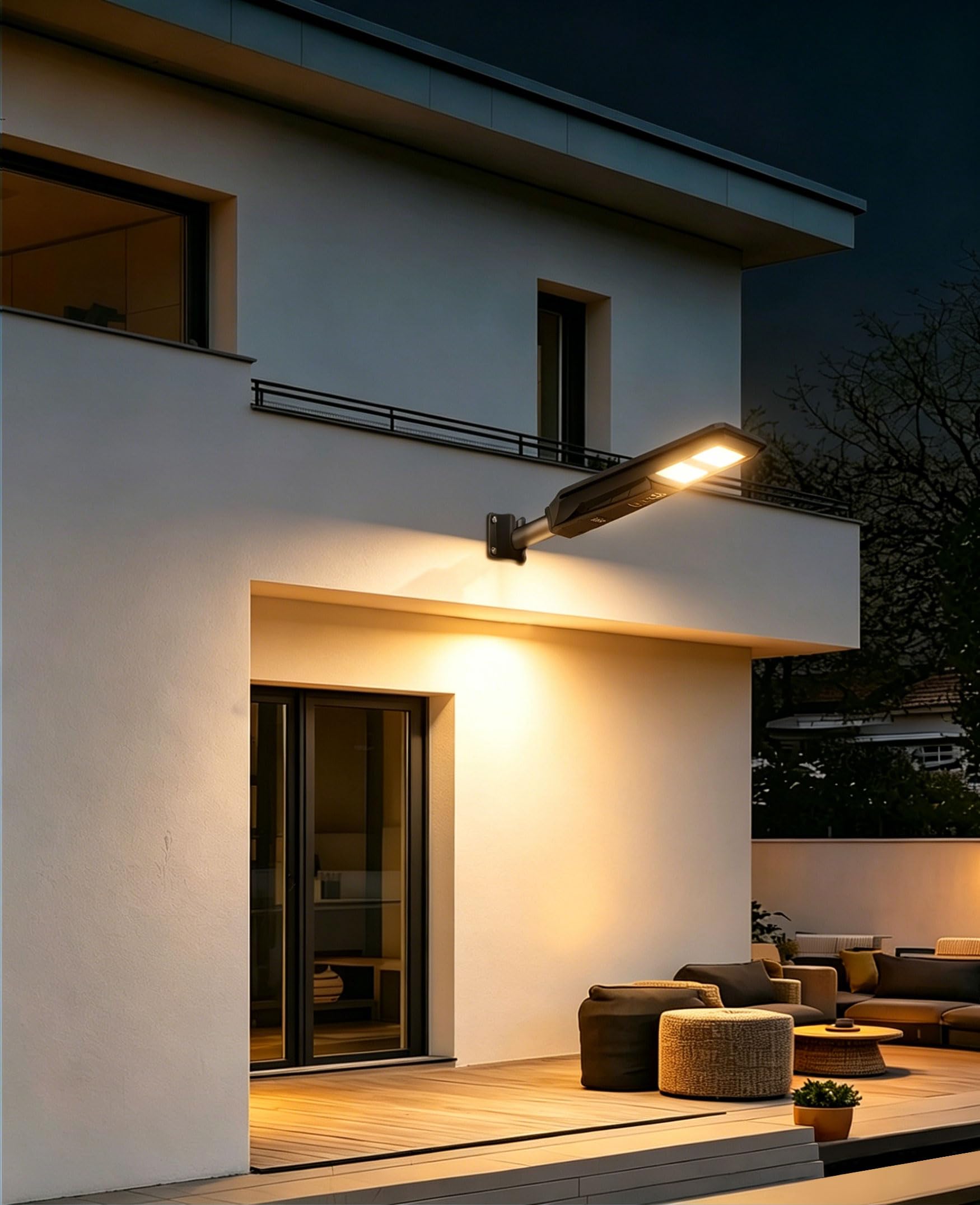 JAYNLT Lampione Solare LED Esterno, 3000K/4000K/6500K Faretto Led da Esterno con Sensore di Movimento, IP67 Impermeabile Faro Solare per Giardino Cortile Garage (2 Pezzi)