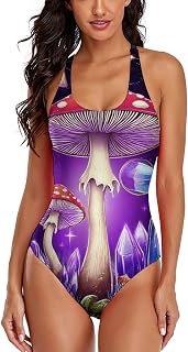 Women One Piece Swimsuit Monokini Backless Swimdress Retro Beachwear