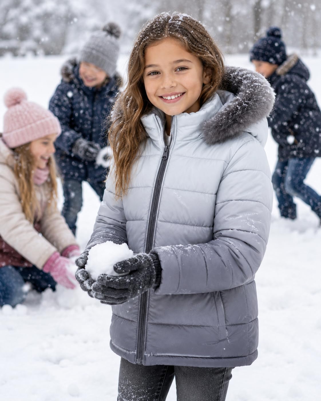 A2Z 4 Kids Bambine Piumino Giacca Pelliccia sintetica Con cappuccio Bicolore 3D Degradé Moda Elegante Scolastica Giacche Scollo alto A Trapuntato Imbottito Cappotti Età 5-13 Anni