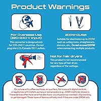 Vista 4 de Ceptics 200 W Voltage Converter, Convert 220 V to 110V for Devices Like Curling Iron, Straightener, Chargers, Step Down World Power Plug - 4 USB PD