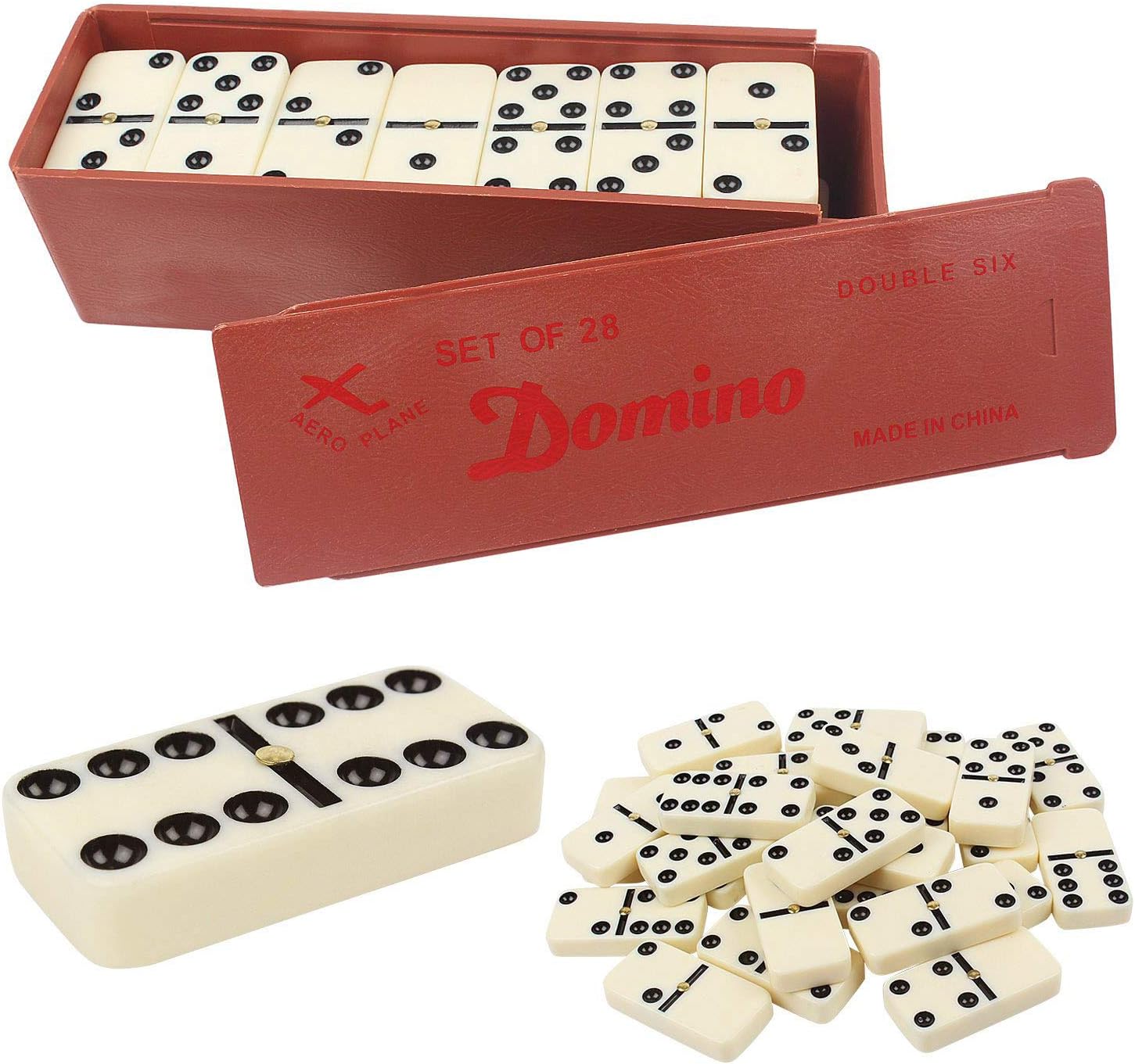 Jonquin Double Six Domino Game Set with 28 Domino Tiles