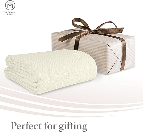 Miniatura 6 de Threadmill Mantas de algodón de lujo para cama tamaño Queen  Manta 100% algodón tamaño Queen para todas las estaciones  Manta térmica de otoño