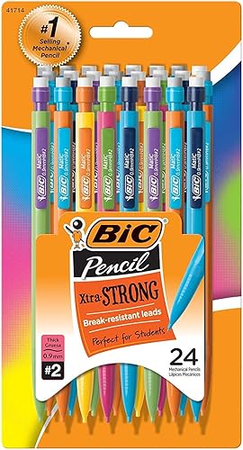 BIC Lápiz mecánico Xtra-Strong, barril colorido, punta gruesa (0.035 in), 24 unidades, paquete de 2