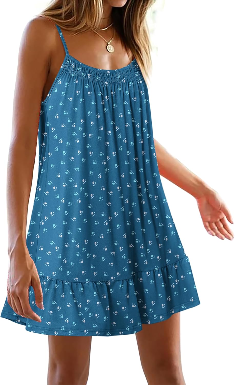 Ekouaer ナイトガウン 女性用 スパゲッティストラップ ナイトガウン ノースリーブ スリープドレス シュミーズ 寝間着