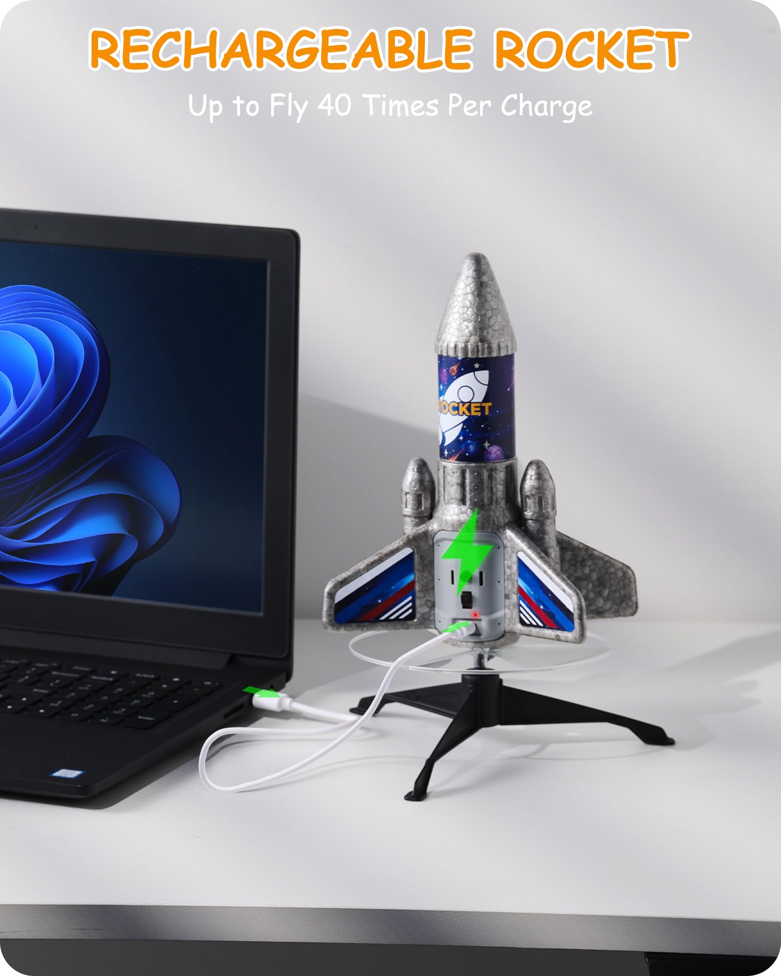 SainSmart Jr. Spielzeug für Kinder mit Fallschirm LED-Licht Motorisierte Rocket Outdoor Spielzeug Draußen Geschenke für Kinder 6 7 8 9 Jahren