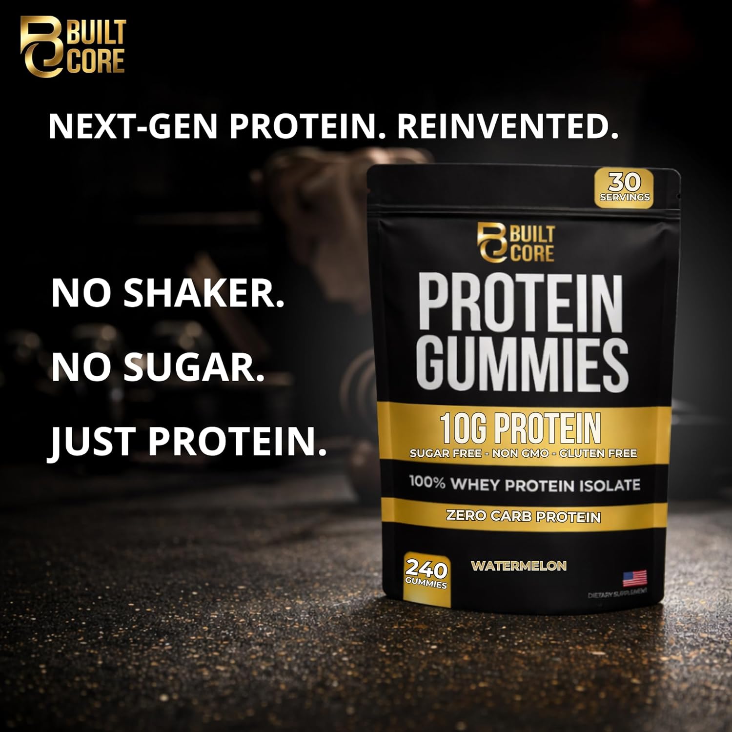 Whey Isolate Protein Gummies – 10g Per Serving – 240 Count (2 Month Supply) – Sugar Free High Protein Snack – Low Carb & Gluten Free – for Men & Women