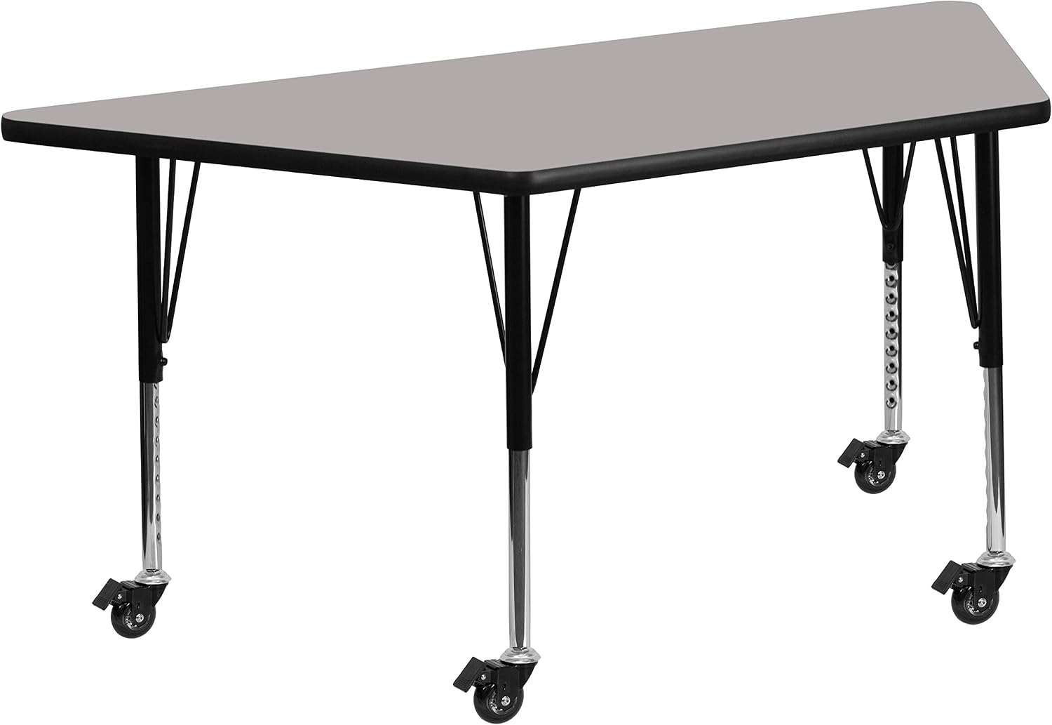 Flash Furniture Wren Mobile 22.5''W x 45''L Trapezoid Yellow HP Laminate Activity Table - Height Adjustable Short Legs