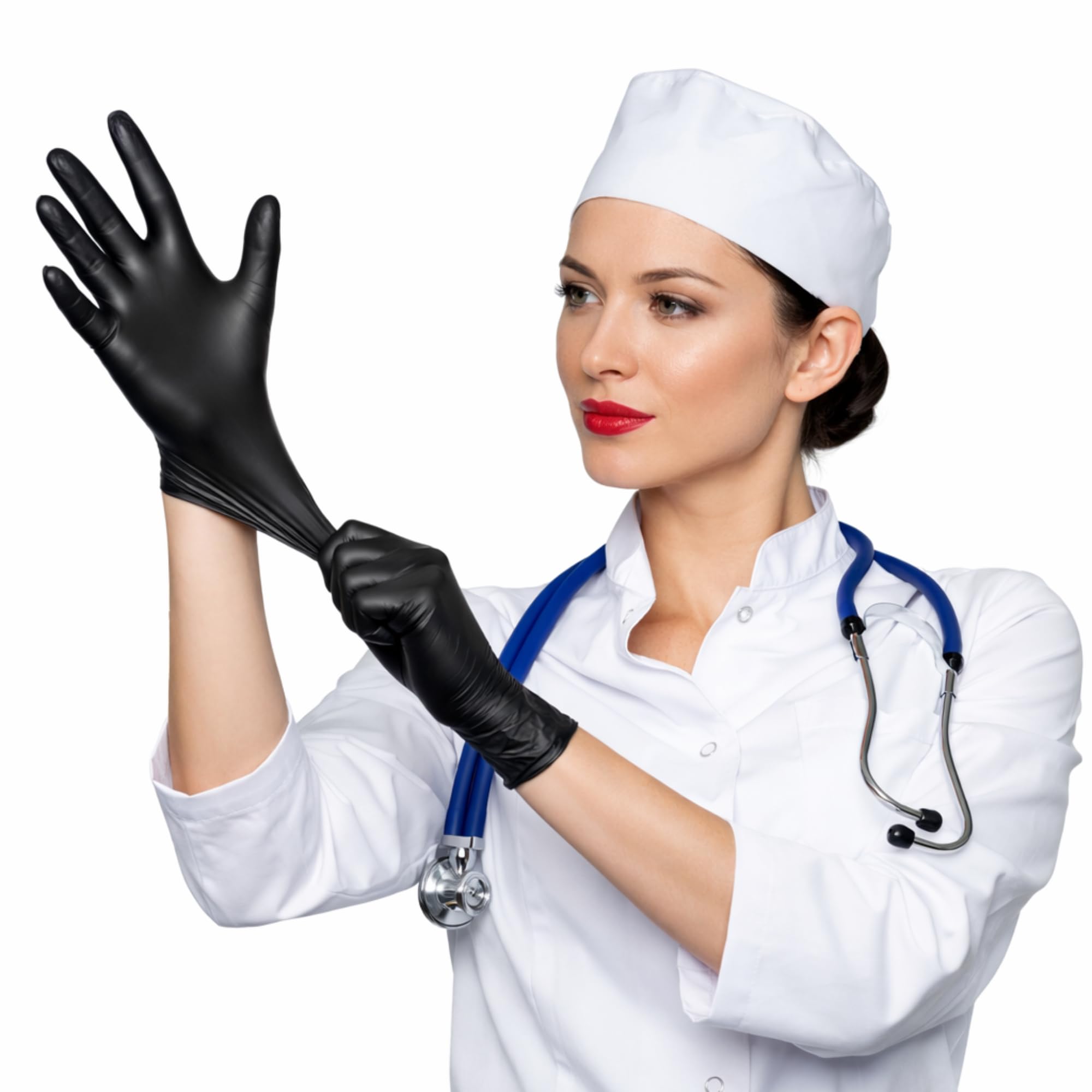 S&S-Medical Guanti in Nitrile Neri Senza Polvere monouso Resistenti Ipoallergenici Senza Lattice Dispositivo Medico | Uso Professionale Alimentare Medic Alimentare Tatuatori Chef | S M L XL (100, L)