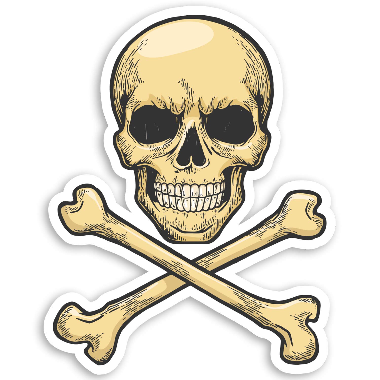 Destination Vinyl Ltd Multi 2 X 10Cm Skull And Crossbones Vinyl Stickers Bones Pirate Laptop Sticker #34040 (10Cm Tall)