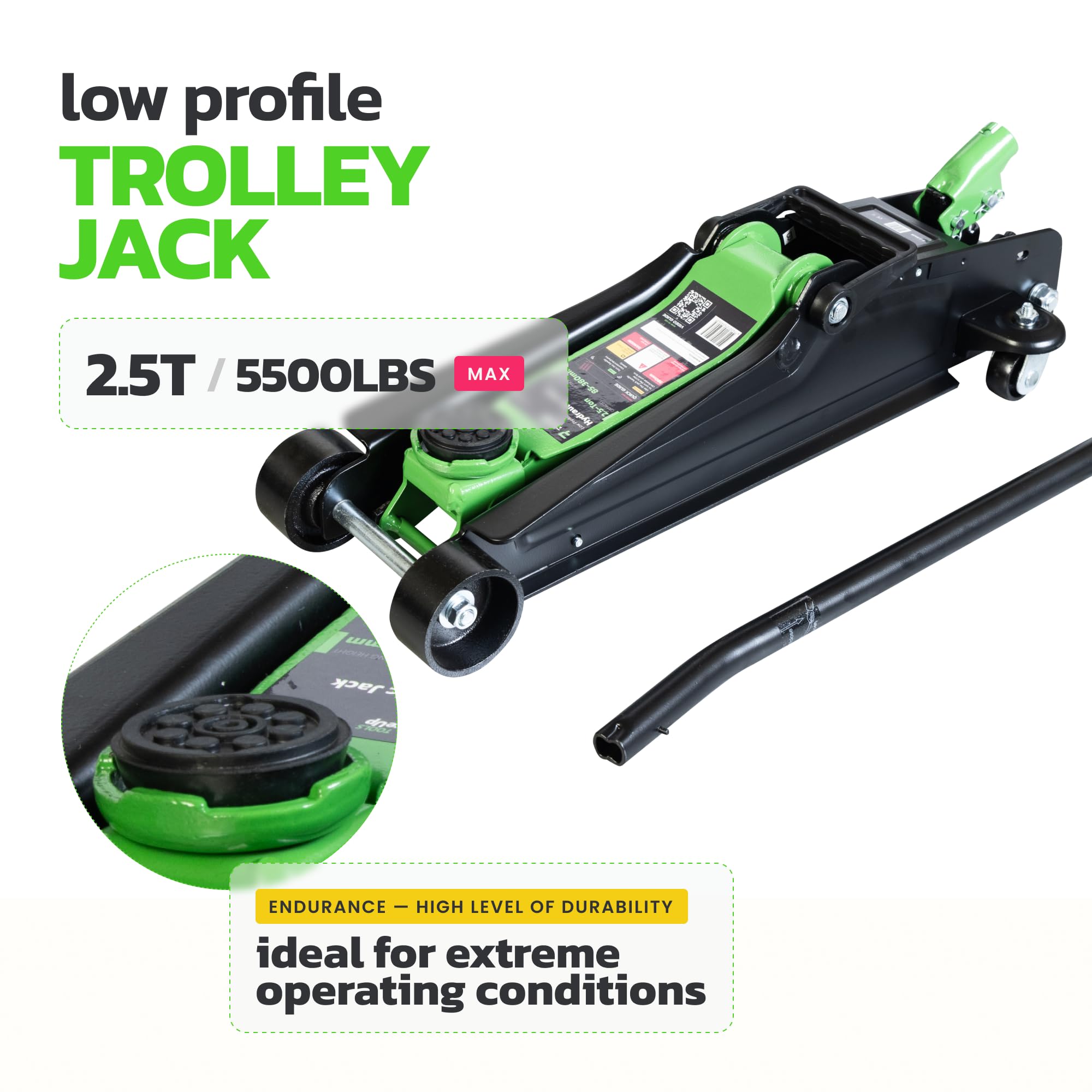 2,5-tonowy niskoprofilowy kompaktowy podnośnik hydrauliczny - zakres podnoszenia 8,5-38 cm - ciężki stalowy podnośnik samochodowy do samochodów osobowych i SUV-ów - niezawodne narzędzie