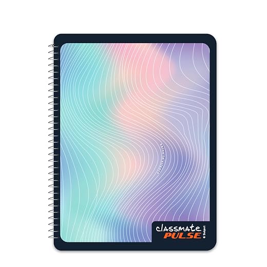 Classmate Pulse 6 Subject Spiral Notebook - Pack of 1 | Single Line | 300 Pages | 26.7cm x 20.3cm | Attractive Cover Designs (Designs might vary) | Soft Cover | Notebooks for College Students