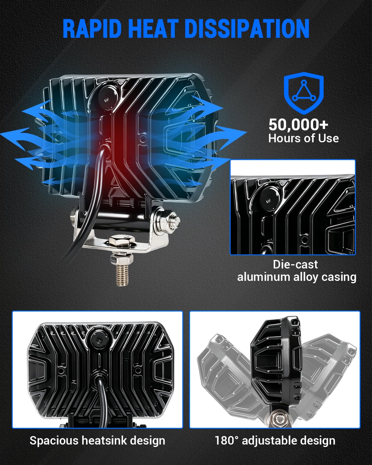 SUPAREE 4.5" Focos de Coche Faros Led Faro Trabajo 6000K IP68 Impermeable | 2PCS Faro de Trabajo Led 12V/24V Faros Led Tractor para Moto ATV SUV UTV Tractor Off-Road Tractor Camión Barco