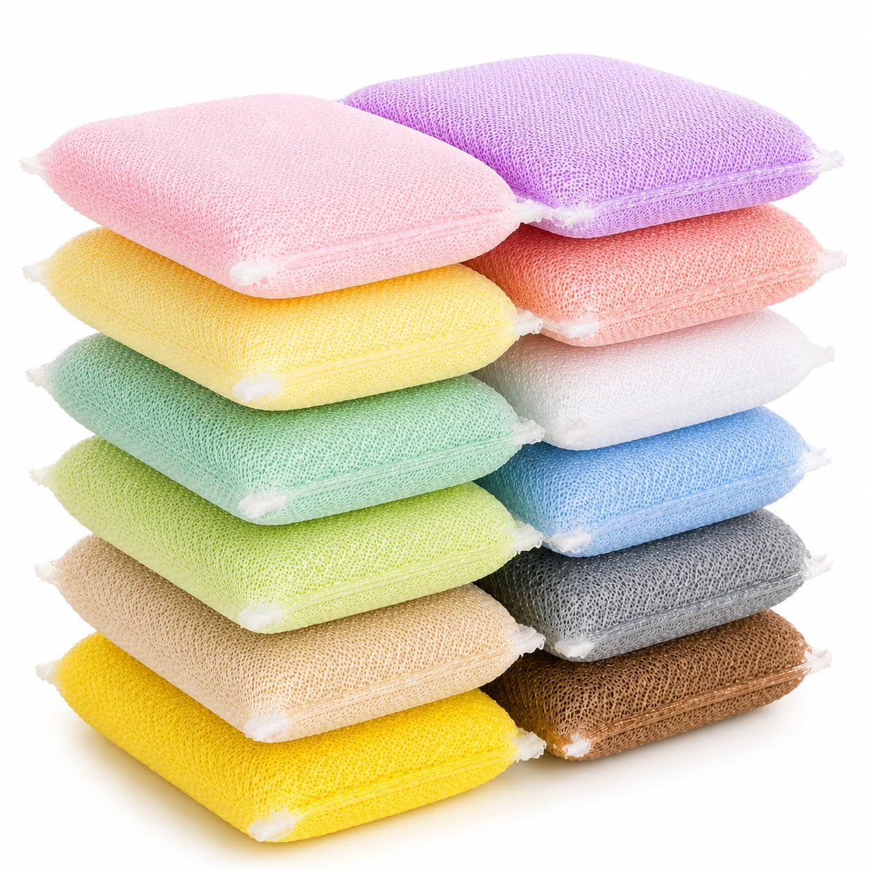 Scratch Proof Kitchen Utensil Scrubber Pads for Dishwashing, Bathroom & Toilet Cleaning, 19mm Thick, Multicolor Heavy Duty Cleaning Pads, Pack of 12-image-36