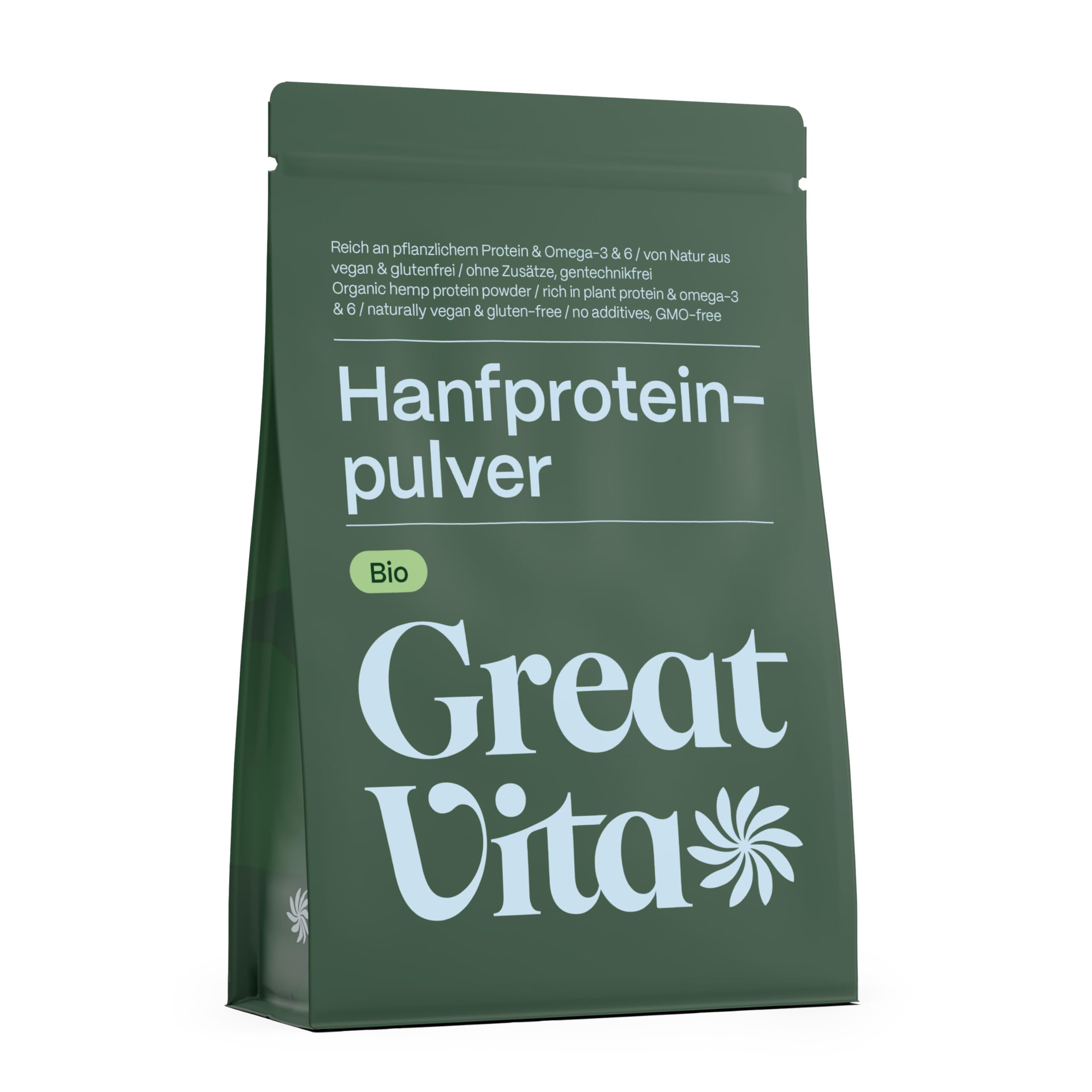 GreatVita Bio Hanfprotein Pulver 800g | Premium Qualität - hoher Proteingehalt/natürliches Protein/GreatVita